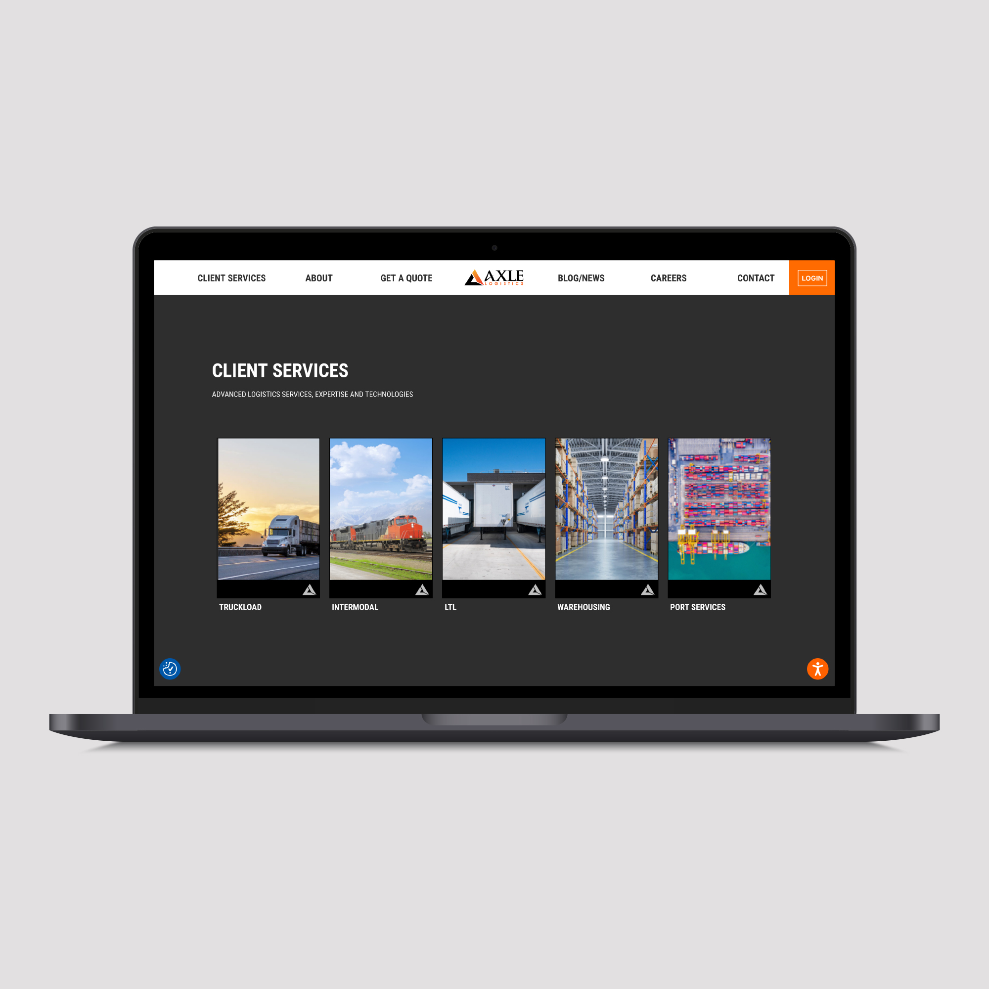 Axle website on a laptop computer
