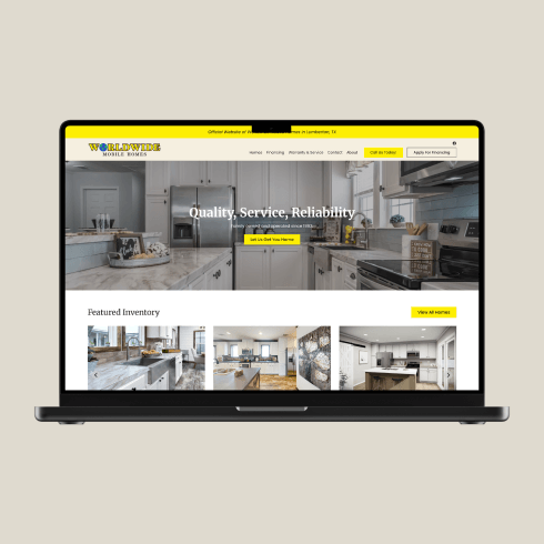 Screenshot of the new Worldwide Mobile Homes PowerSlide website